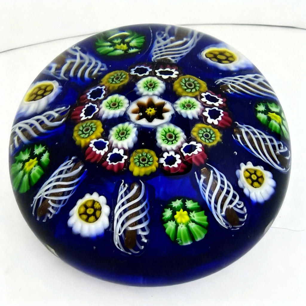 Paul Ysart Patterned Millefiori Blue Ground with side Canes