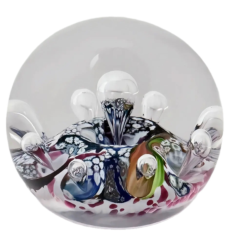 2024 Harlequin made by Peter Holmes, a style with a deep connection for Peter as this was the first and only Paul Ysart original design that PY gave permission to Peter to make at Caithness Glass, along with the double harlequin. These were commercially released by CG in 1972. Scratched signed base, 3.5".