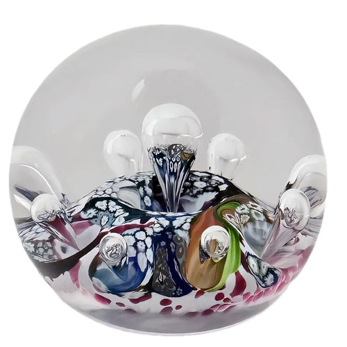 2024 Harlequin made by Peter Holmes, a style with a deep connection for Peter as this was the first and only Paul Ysart original design that PY gave permission to Peter to make at Caithness Glass, along with the double harlequin. These were commercially released by CG in 1972. Scratched signed base, 3.5".