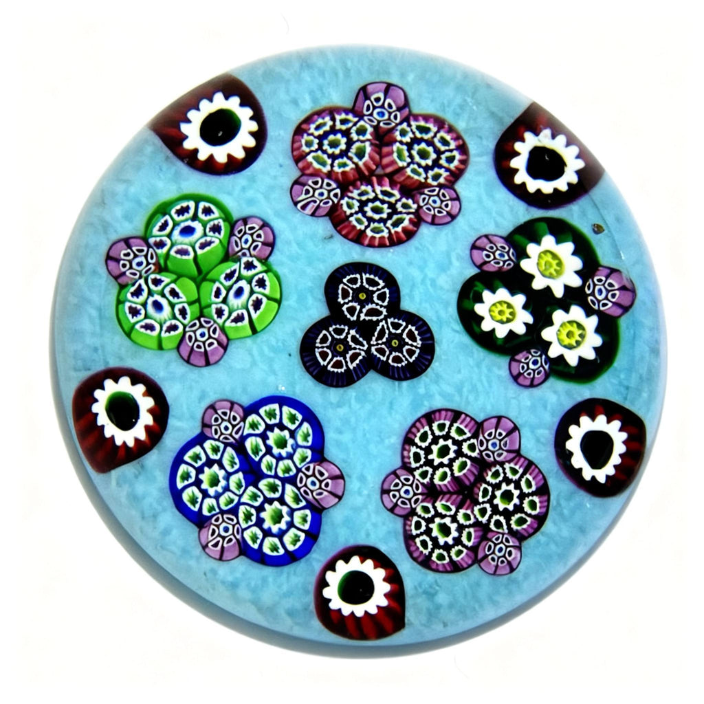 Paul Ysart Complex Cane Circlettes on Turquoise Ground