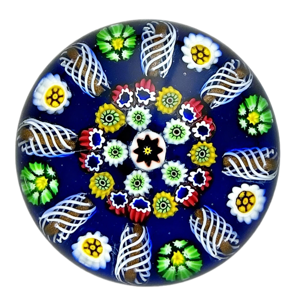Paul Ysart Patterned Millefiori Blue Ground with side Canes