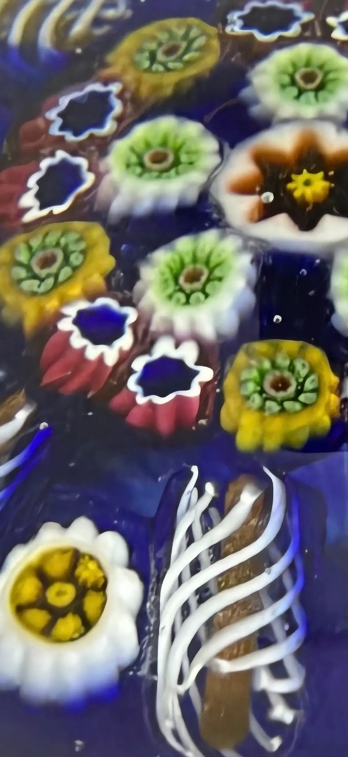 Paul Ysart Patterned Millefiori Blue Ground with side Canes