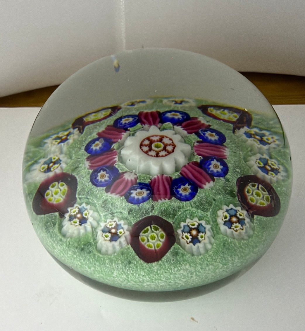 Paul Ysart Pattern Millefiori on Aqua Green Opaque Ground