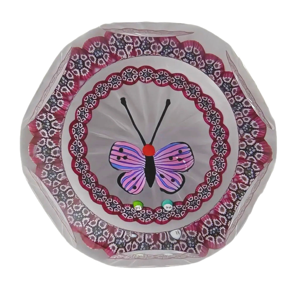 2013 Peter Holmes & Paul Ysart Signature Cane Pink Butterfly and cane Garland