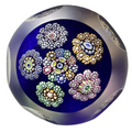 Deacons Glass 6 complex cane clusters rondelles on a cobalt ground faceted sandblasted millefiori