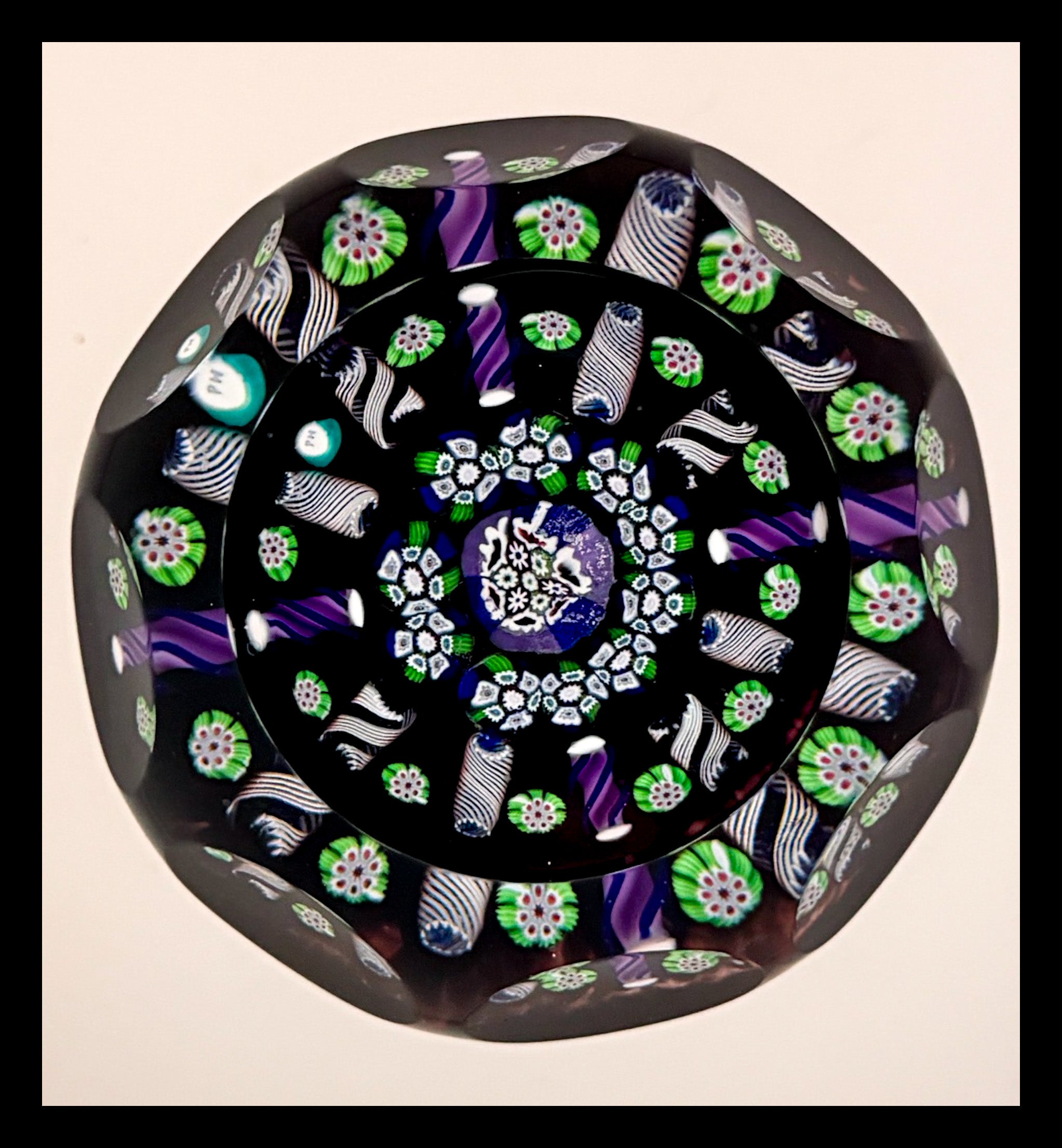 2025, Spoked Purple Millefiori on black ground by Peter Holmes