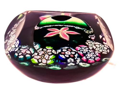 2021 Red flower,  Faceted Green Ground by Peter Holmes