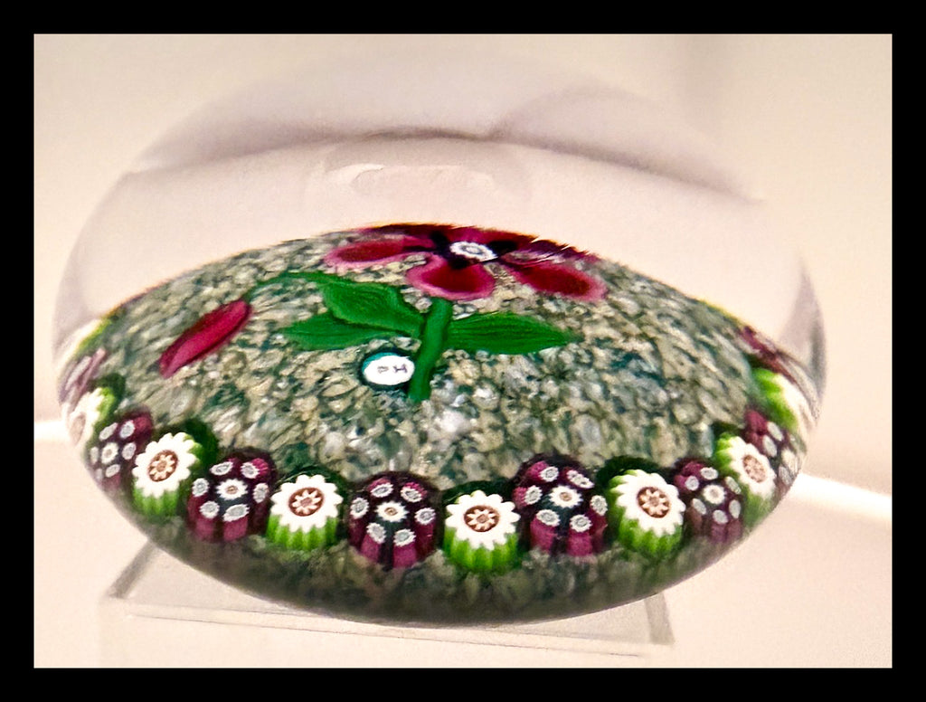 2025 Maroon Flower on green Jasper ground, cane garland by Peter Holmes