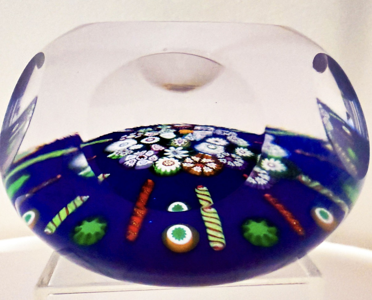 2024, Segmented Spoke Millefiori on Blue Ground by Peter Holmes.