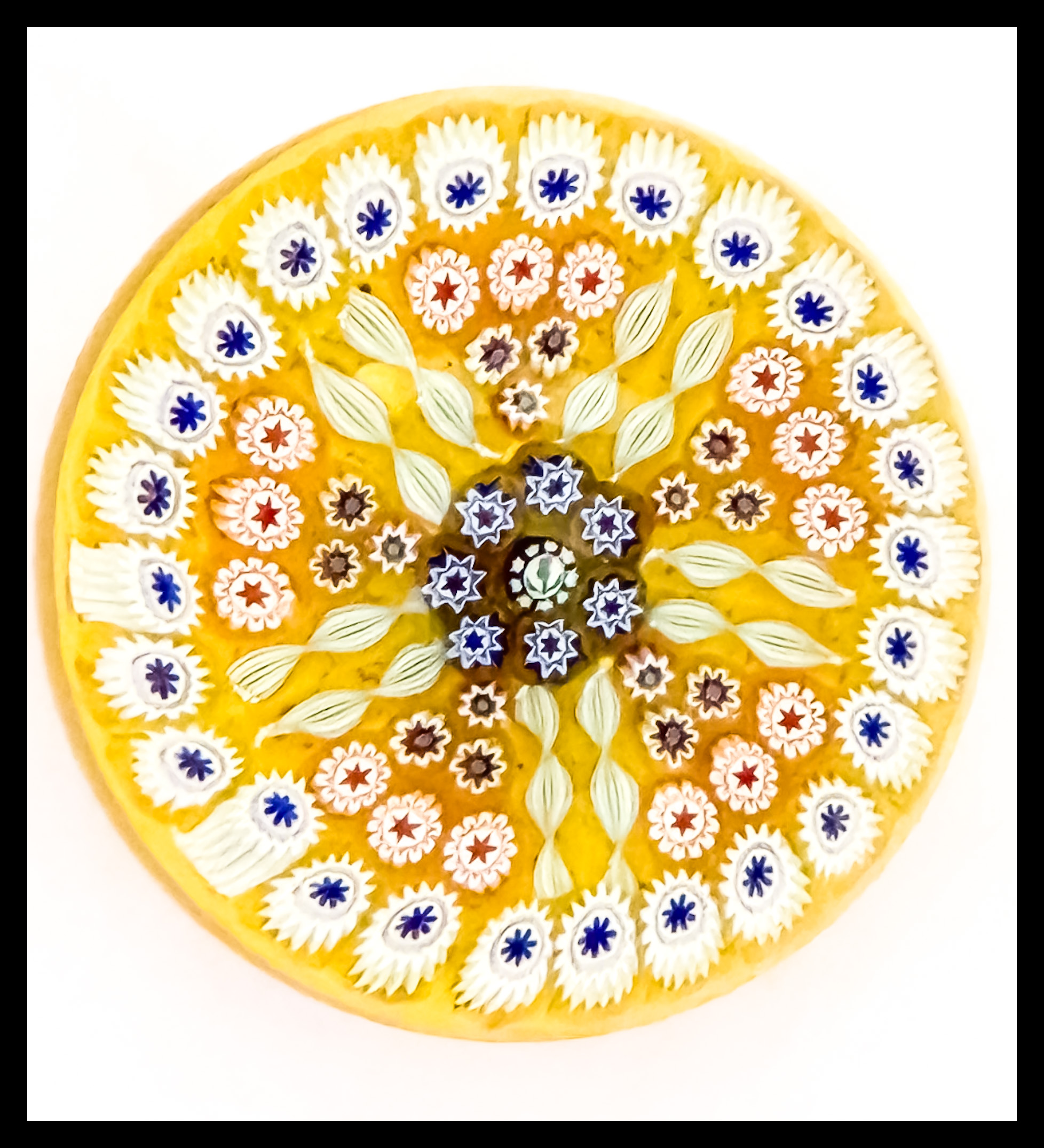 John Deacons Glass Millefiori Pattern, Yellow Ground