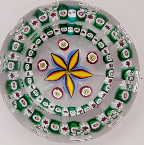 2025 Yellow and blue Flowerhead, green and white Cane Garland by Peter Holmes