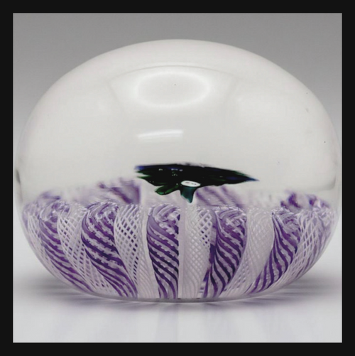 2021  Blue Flower on Purple Latticinio Basket by Peter Holmes.
